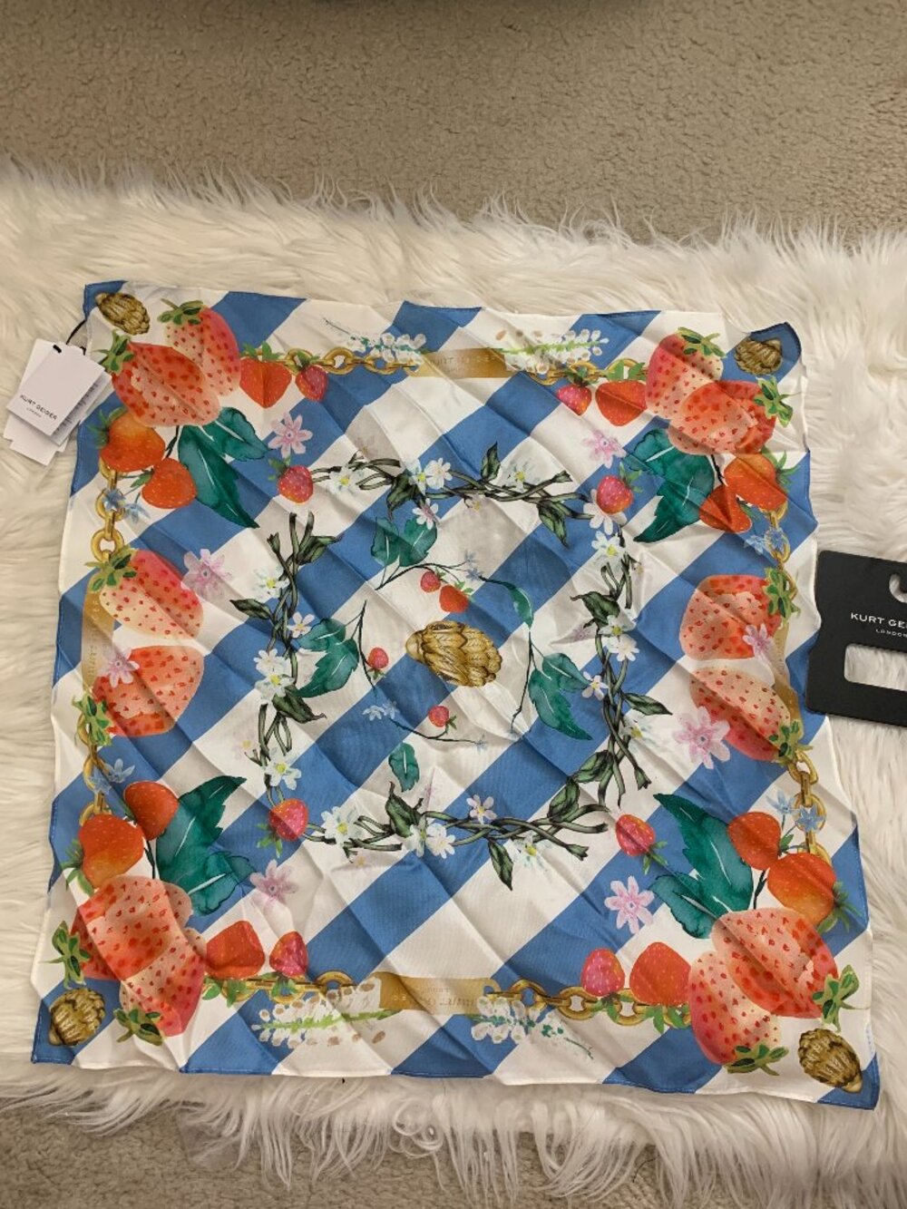 KURT GEIGER LONDON Strawberry Stripe Bandana in Periwinkle Blue Multi